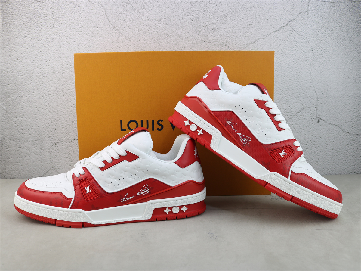 LV Trainer Sneaker Red White